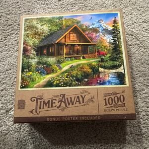 MasterPieces Time Away 1000 Piece Jigsaw Puzzle Dominic Davison Cabin in Woods
